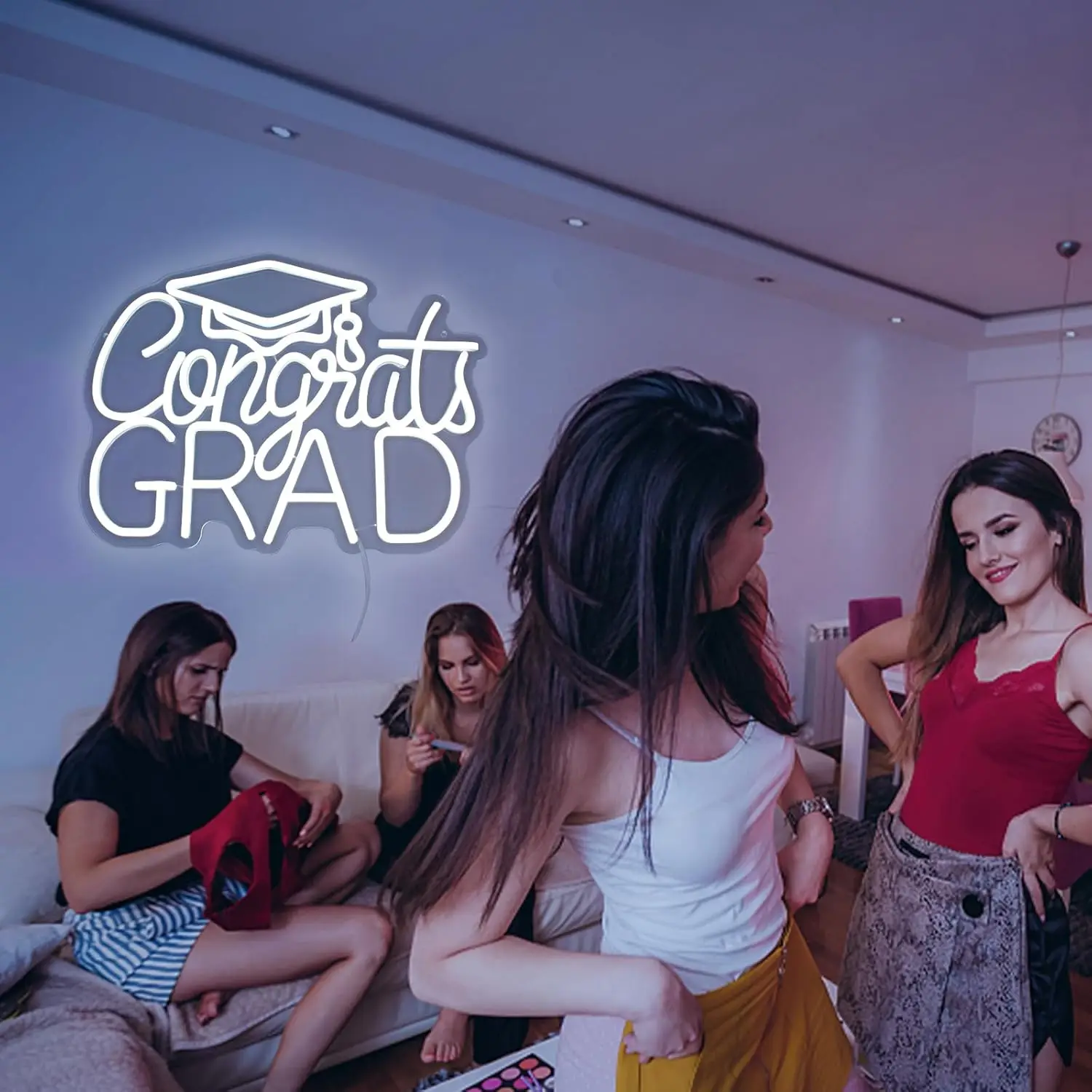 Congrats Grad Neon Signs USB Powered LED Neon Lights For Wall Decor Dorm class Room Birthday Event Party Backdrop Decoration