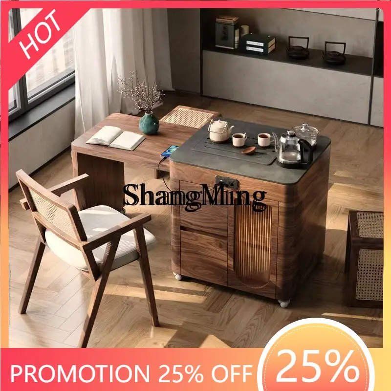 

SM New Balcony Home Small Apartment Coffee Table Multifunctional Tea Cart Tea Table Solid Wood Kung Fu Tea Mobile