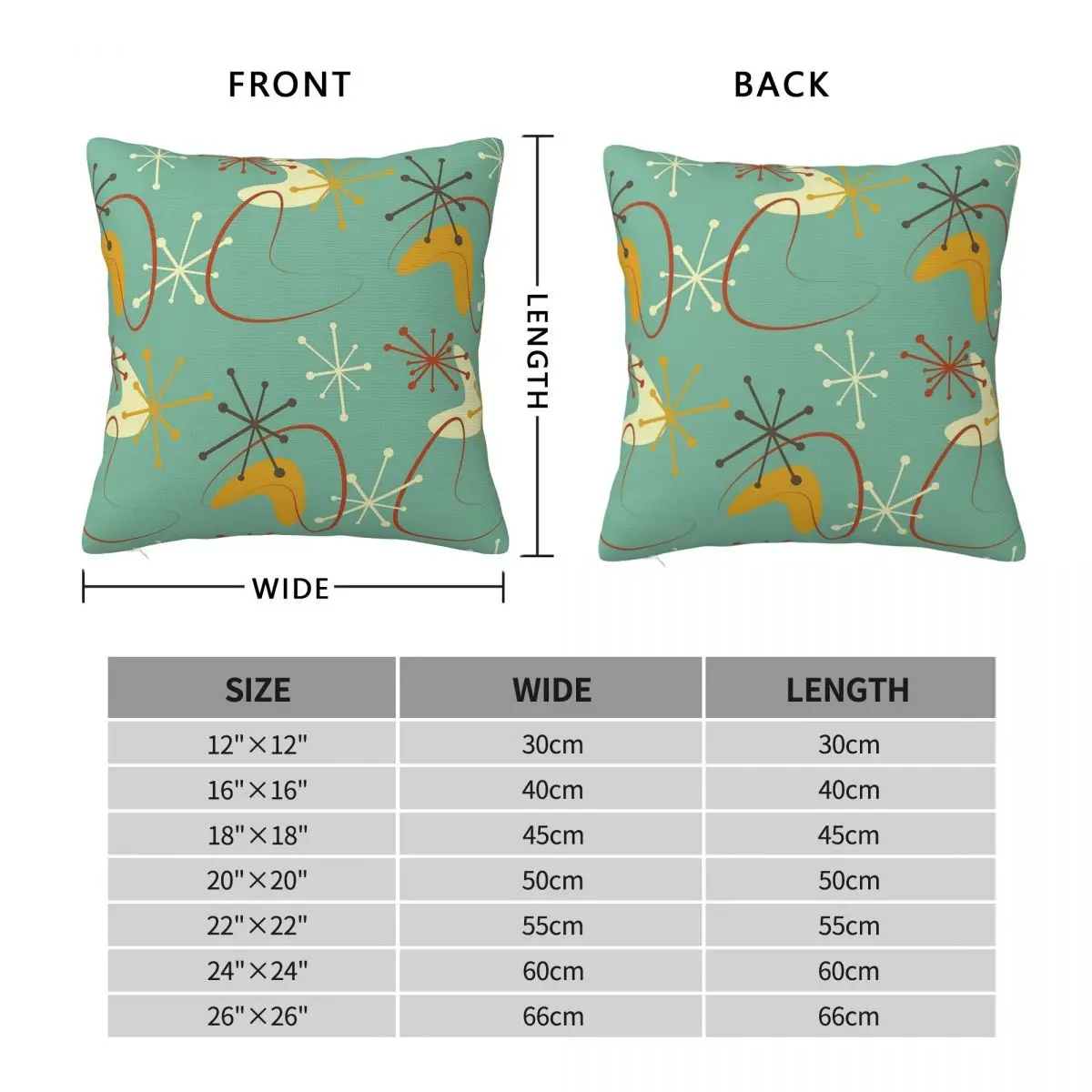 Retro Atomic Starburst Boomerangs Square Pillowcase Polyester Linen Velvet Creative Zip Throw Pillow Case Sofa Seater Cover 18