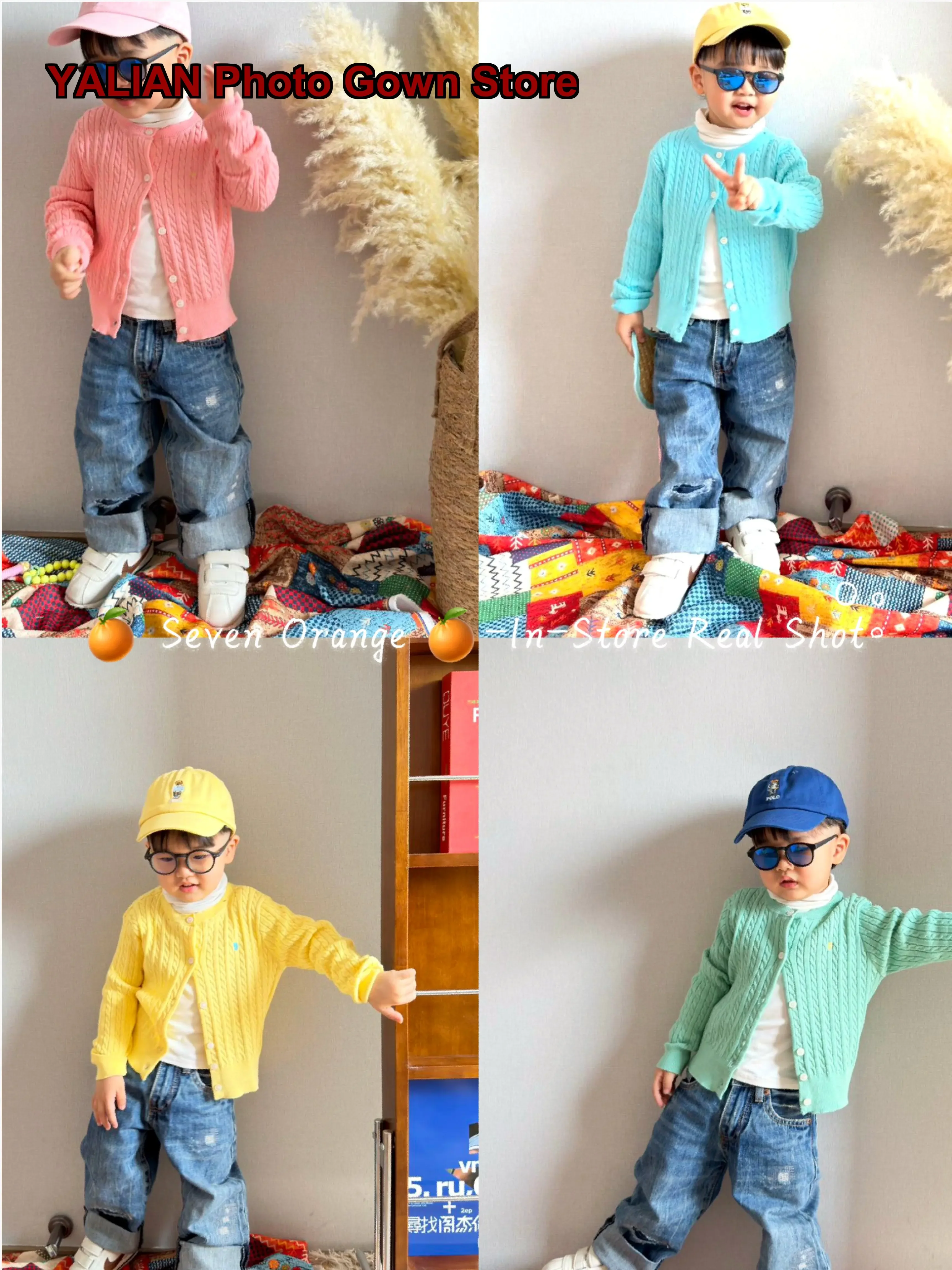Girls Boys Knit Cardigan Kids Spring Autumn Cable Knit Candy Color Sweater