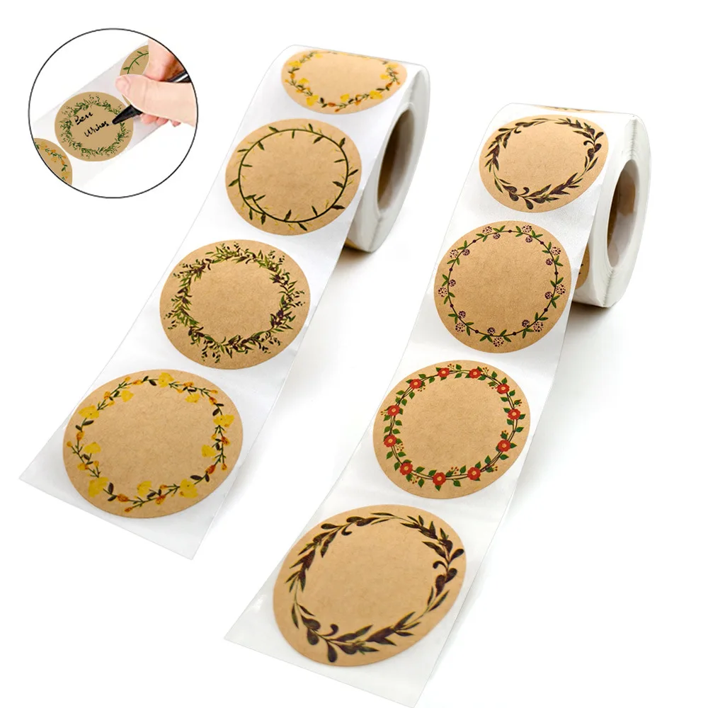 500Pcs 2 Inch Kraft Paper Flowers Thank You Label Stickers for Gift Card Package Party Wrapping Baking Small Business
