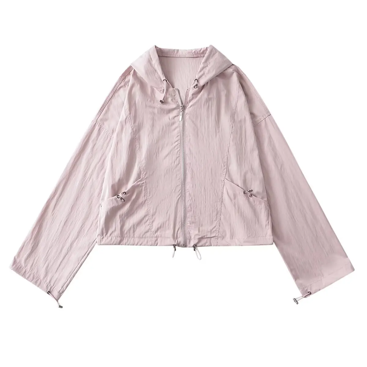 

Женский уличный свободный крой или открытый кардиган с капюшоном Jaet Dstring, тонкий солнцезащитный топ на молнии, весна 2025 г.