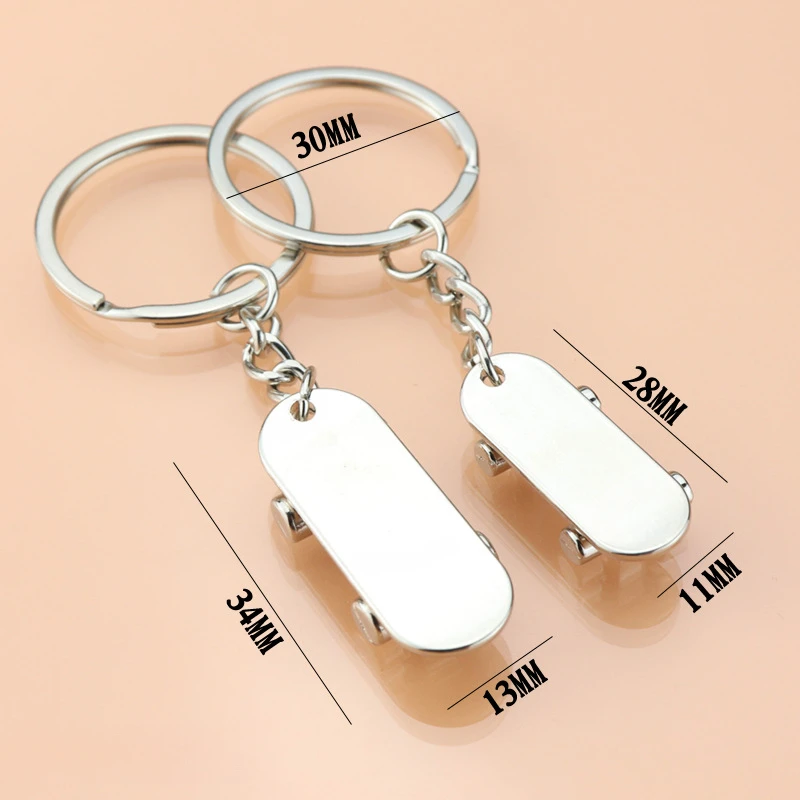 Fingertips skateboard metal couple key gift bag charm Key Accessories Keyring Key Holder School Bag Pendant Couple Gift