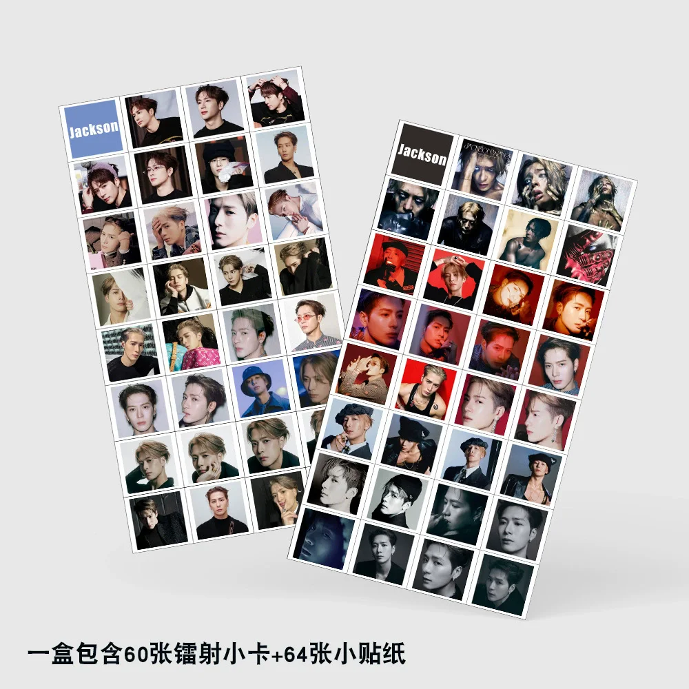124 pezzi/set di schede flash olografiche Jackson Wang - Carte fotografiche per album Wang Jiaer MAGICMAN2 con adesivi bonus