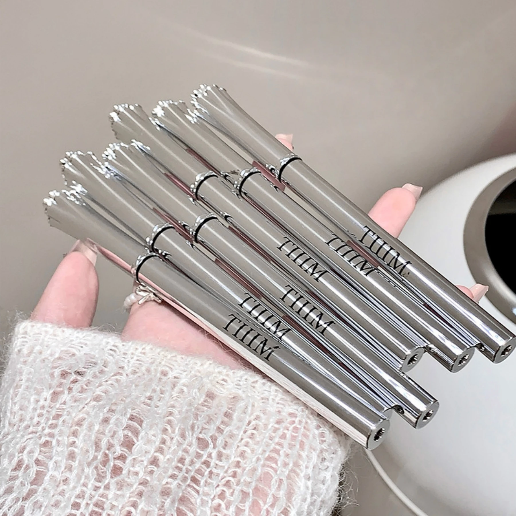 2Points Eyebrow Pencil Long Lasting Easy To Grip Eyebrow Tattoo Waterproof Thin Liquid Lying Silkworm Brow Pen  Makeup New