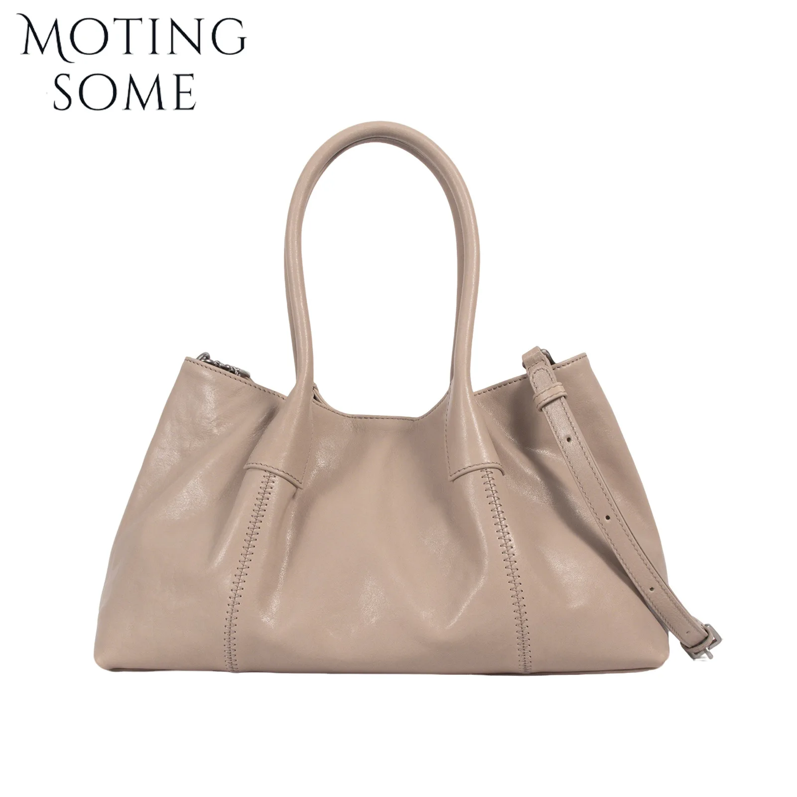 MOTINGSOME Luxury Cowhide Handbag Woman Casual Tote Large Capacity Shouldet Bag High Qulity First Layer Vegetable Cow Leather
