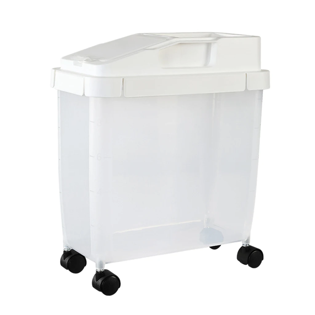 Multifunctional Storage Container Beans Boxes with Wheels Flour Visual Design Dampproof Vacuum Seal Storage Bin Cereal for Home