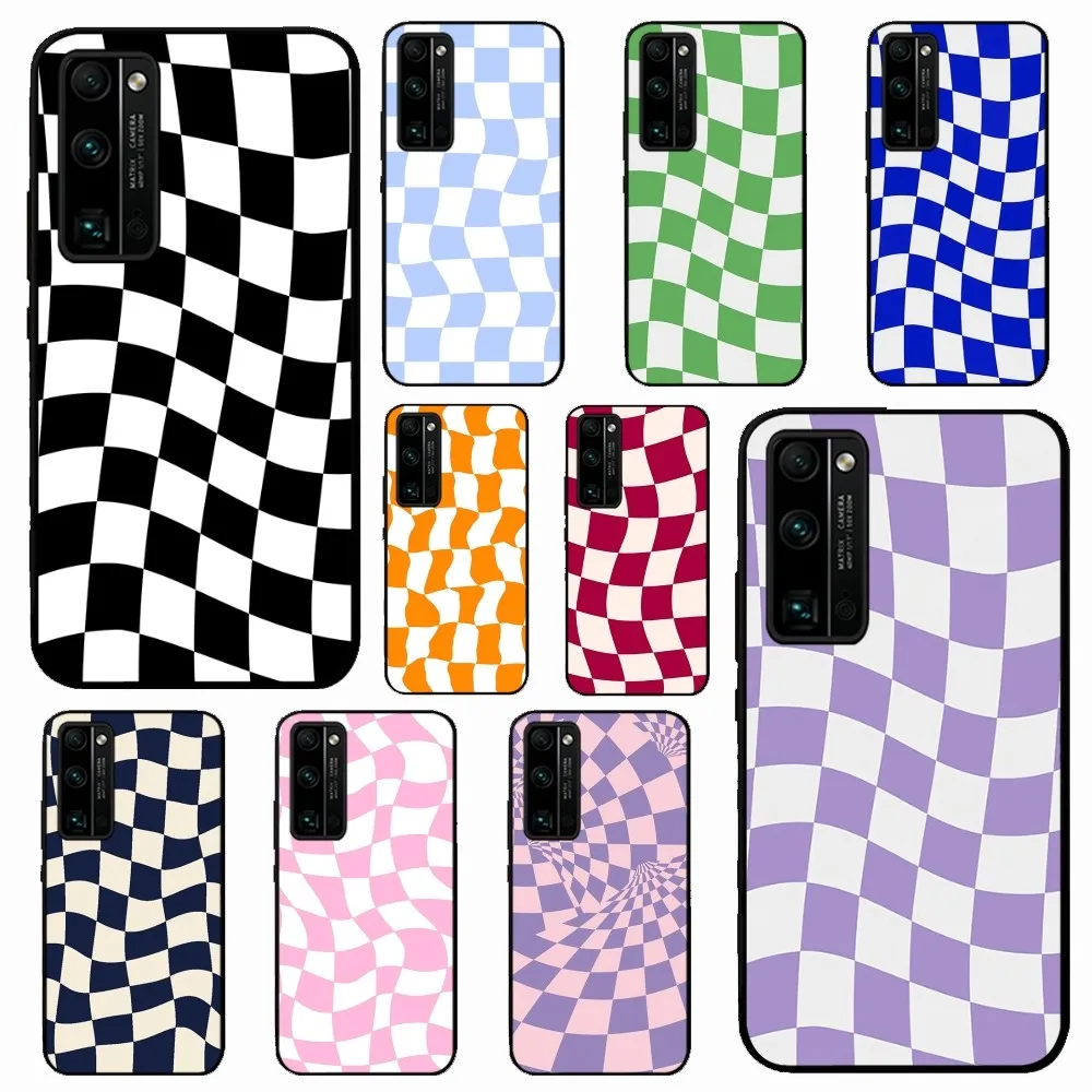 Twisted Checkerboard Phone Case For Huawei Honor 10 lite 9 20 7A 9X 30 50 60 70 pro plus Soft Silicone Cover