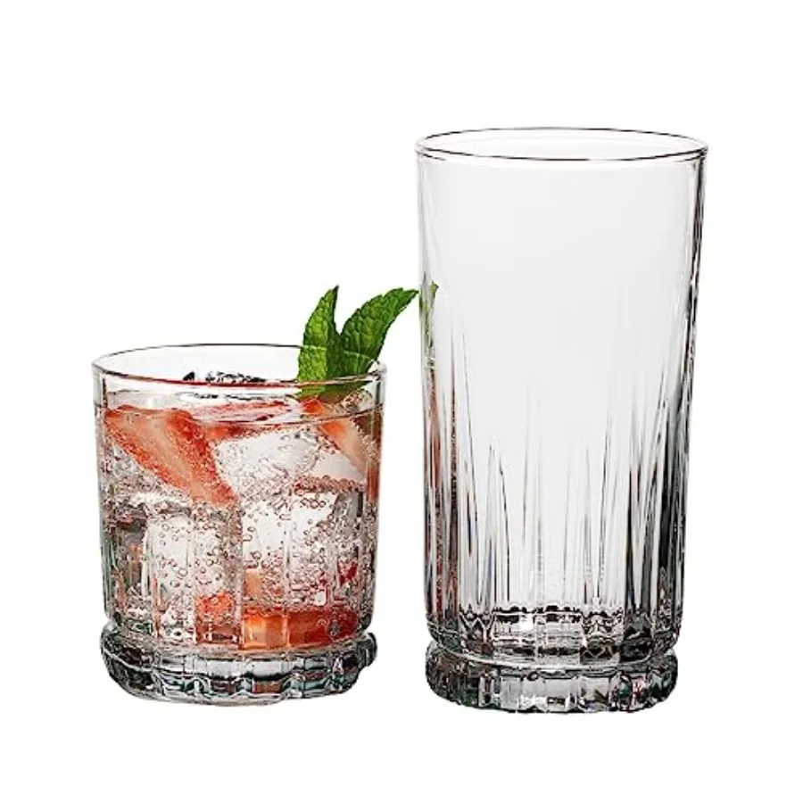 

Drinking Glasses Set 16 Pcs Set 8 Rocks Glasses and 8 Tumbler Glasses