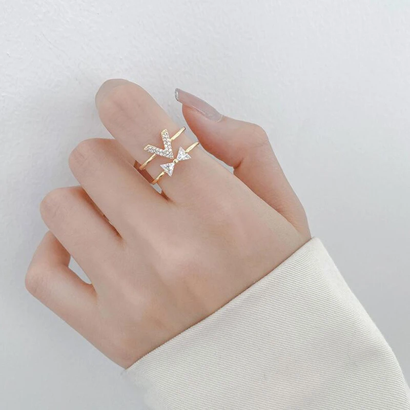 24k Gold-Plated Silver Vintage Opening Minimalist Ring Engagement Ring For Women Ladies Wedding Anniversary Party Jewelry Gift
