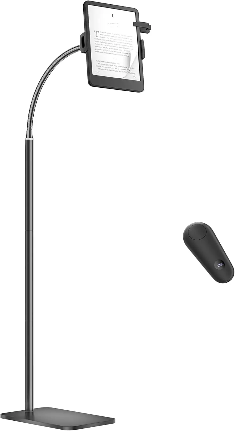 

Регулируемая напольная подставка с пультом для перелистывания страниц для Kindle и планшетов, чтение без помощи рук в постели, идеальный подарок для читателей