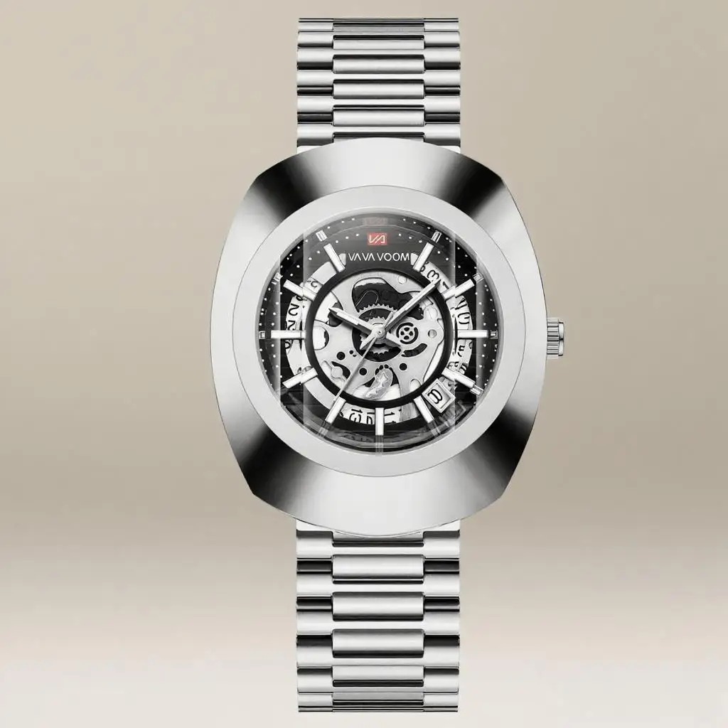 ذكر عارضة شعبية الميكانيكية ساعة اليد برميل على شكل تصميم كوارتز ساعة الرجال اليومية مكتب الأعمال بدقة ساعة