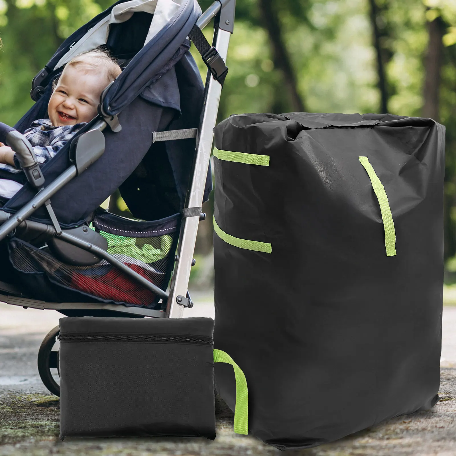 Large Stroller Cover Bag for Air Train Travel 420D Oxford Cloth Waterproof Gate Check Stroller Storage Bag with Adjustable Strap