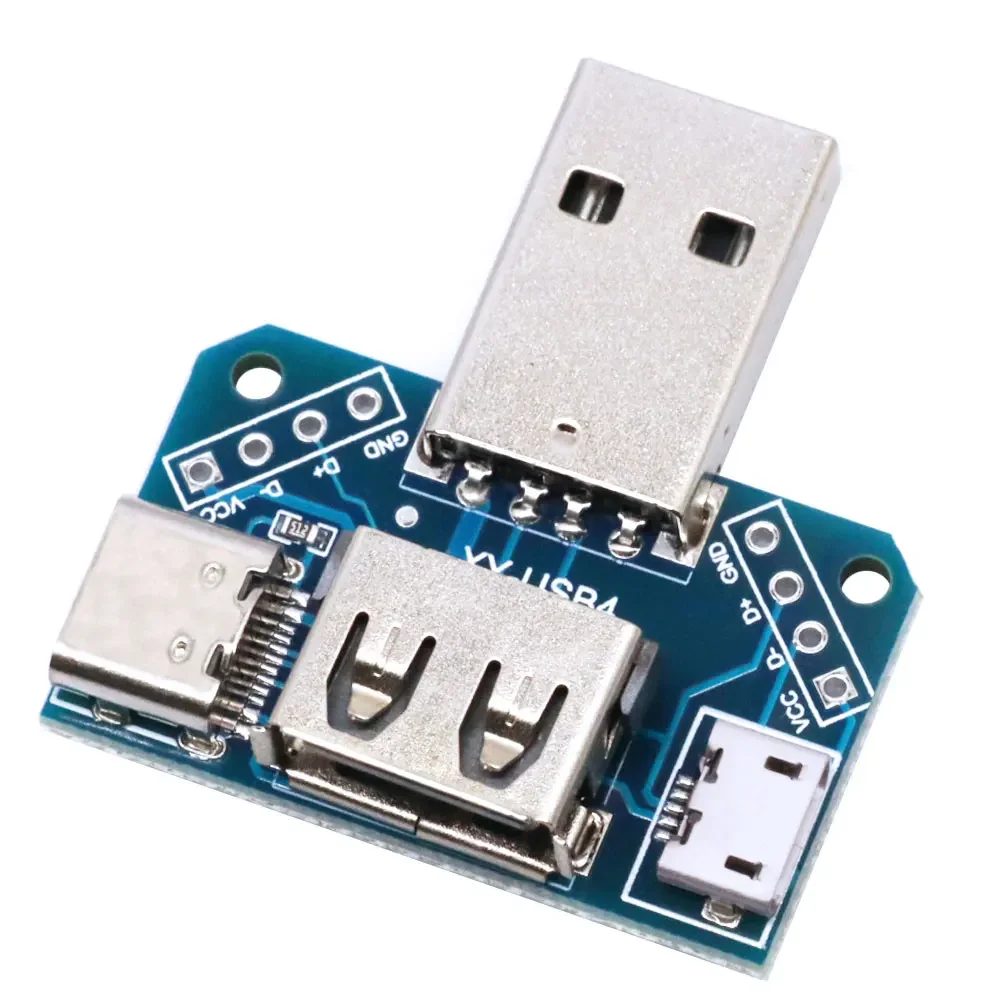 Universal USB Type-C/Micro USB Adapter Plate – XY-USB4 4-Pin Test Board for Signal Transfer & Prototyping Projects