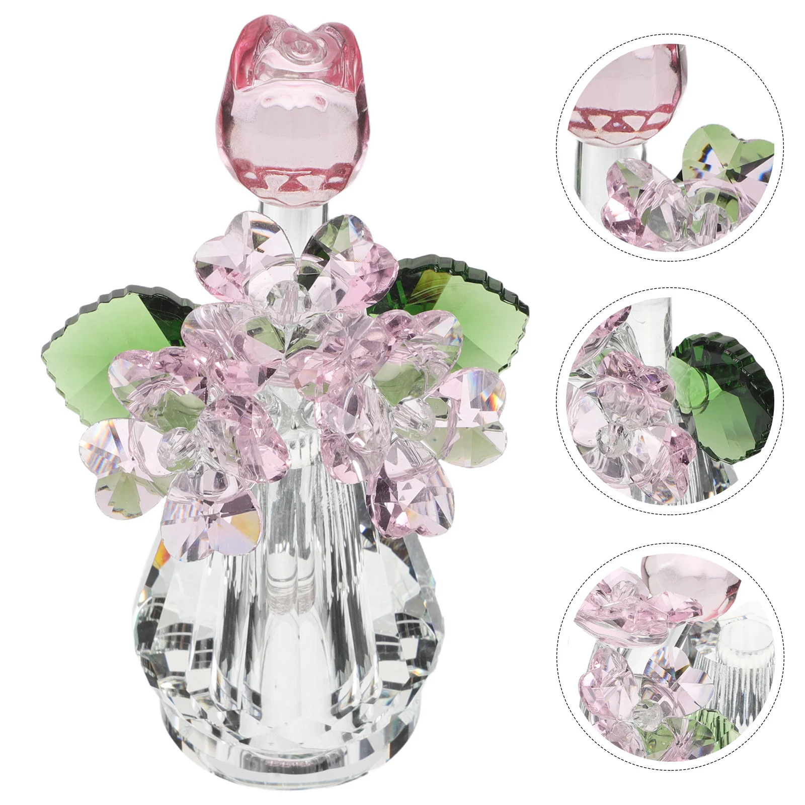 

Crystal Rose Flower Handcrafted Base Romantic Wedding Decor Anniversary Gift Tabletop Ornament Accent