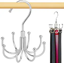 Multi Purpose Hanger 360 Rotatable Metal Clothes 8 Claw Hooks Closet Wardrobe Organizer Multifunctional Hook Belt