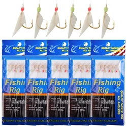 Señuelo de Pesca de Mar, aparejo de cebo vivo, cuentas luminosas, Gancho de cuerda, piel de pez Real, caballa, aparejo de agua salada, 120 unidades = 20 paquetes