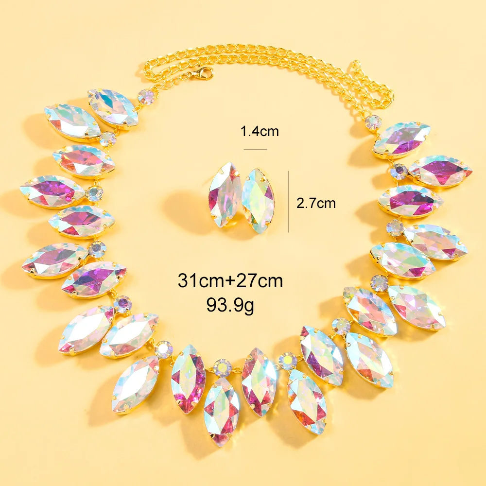 Stonefans Water Drop AB Color Wedding Set 2024 Decoratons Accessories Necklace and Earrings Deluxe 3 Pieces Dubai Women\'s Gifts