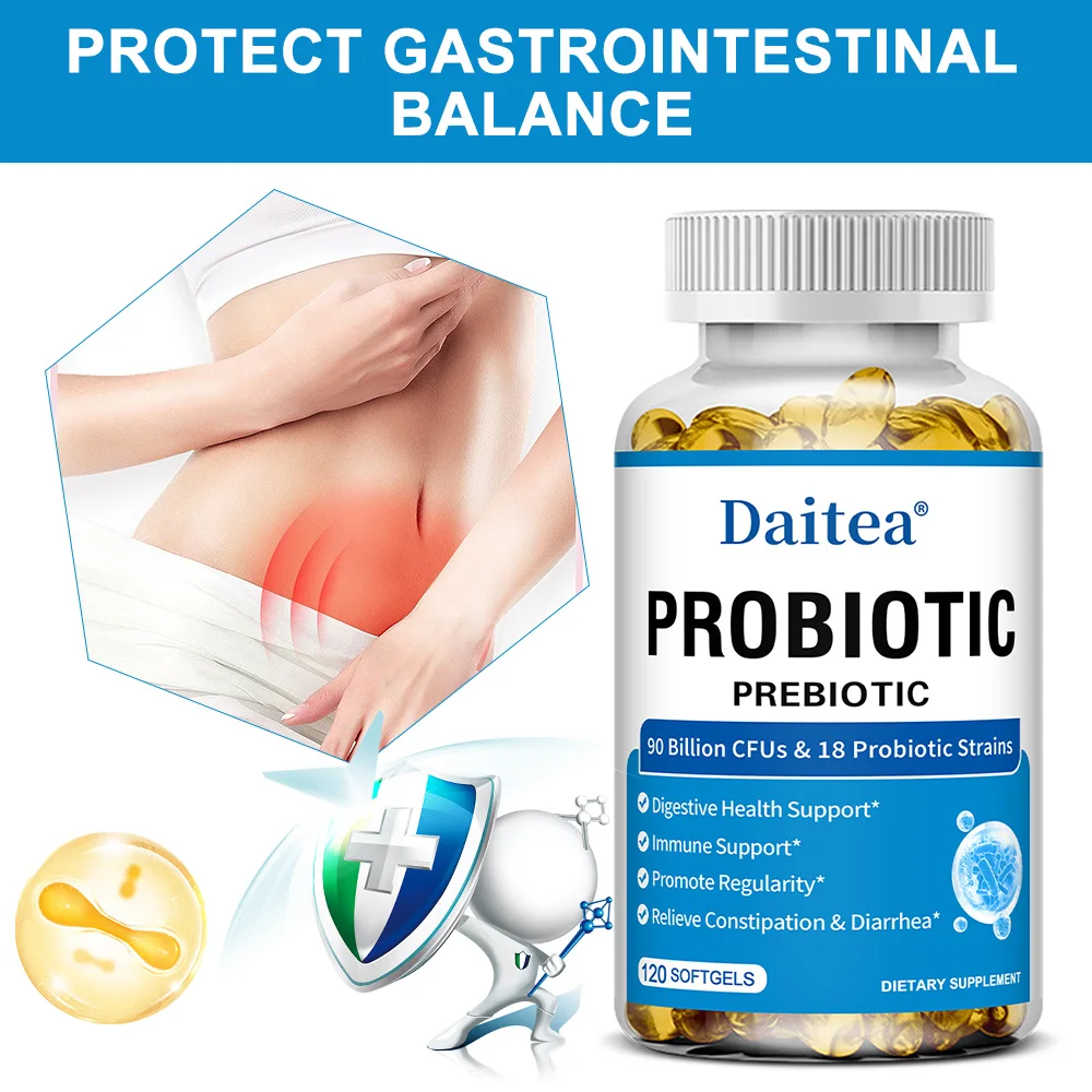 

Probiotic 90 Billion CFU – 18 Strains Per Serving, with Prebiotics and Probiotics for Women & Men, Promote Gut Health