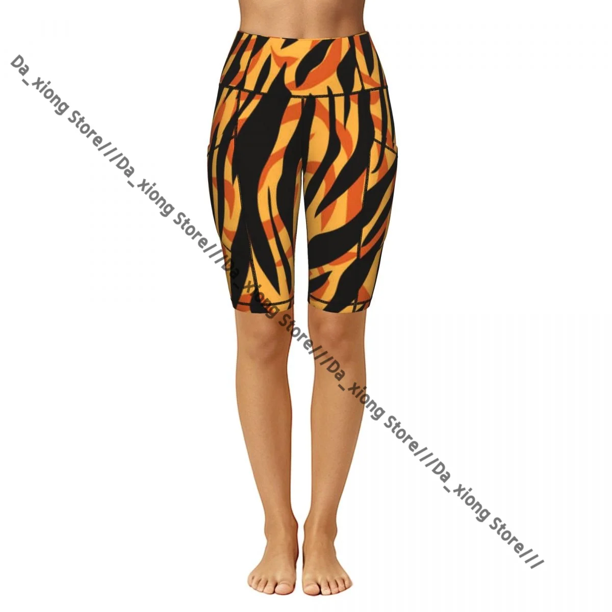 Comfortable Stretchy Yoga Shorts Tiger Pattern Skin Women Gym Exercise Sports Trousers