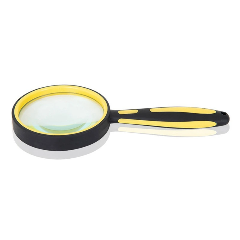 B62B Portable 4X Magnifying Glass 110mm Lens for Reading Books Newspapers Elderly Yellow Handle