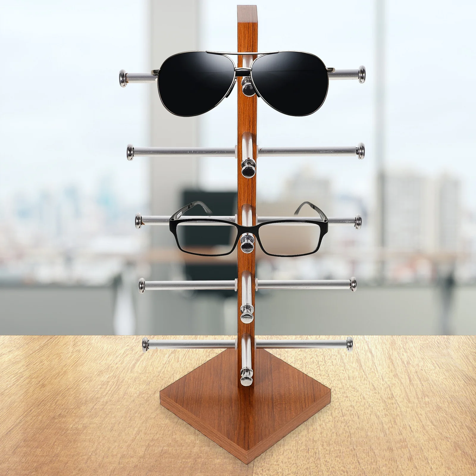

Wooden Eyeglasses Stand Riser Multi-Tier Glasses Display Stand Desktop Sunglasses Holder Organizer Rack Sunglasses Rack