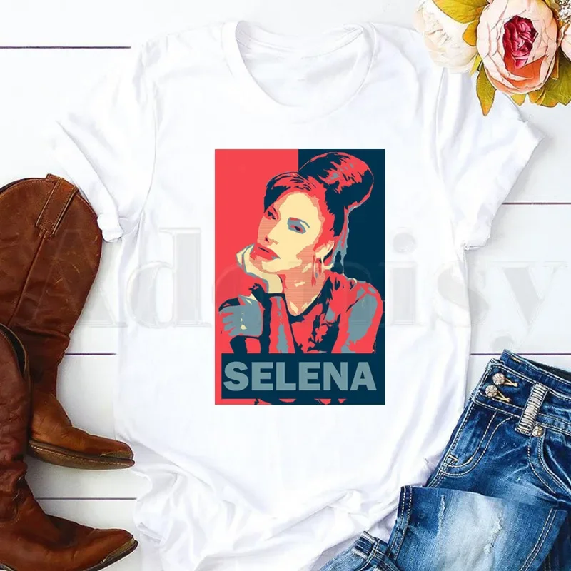 SELENA QUINTANILLA Cartoon Vintage 90s Cute Short Sleeve Female Tops Tees Harajuku  VintageT Shirts Women's T-shirt