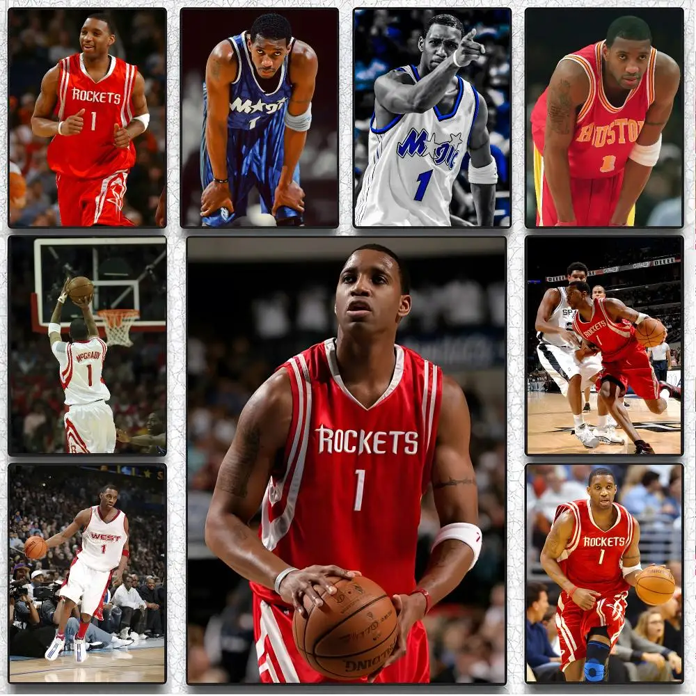 Athlete Portrait T-Tracy McGrady Poster Artistic Peel-Off Wall Decor, Indoor Outdoor Home Ornament for Collectors