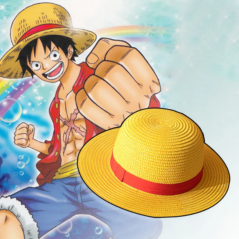 

One Piece Anime Luffy Straw Hat Monkey D Luffy Adult Cosplay Weave Yellow Straw Hat Beach Hats Halloween Party Costume Prop