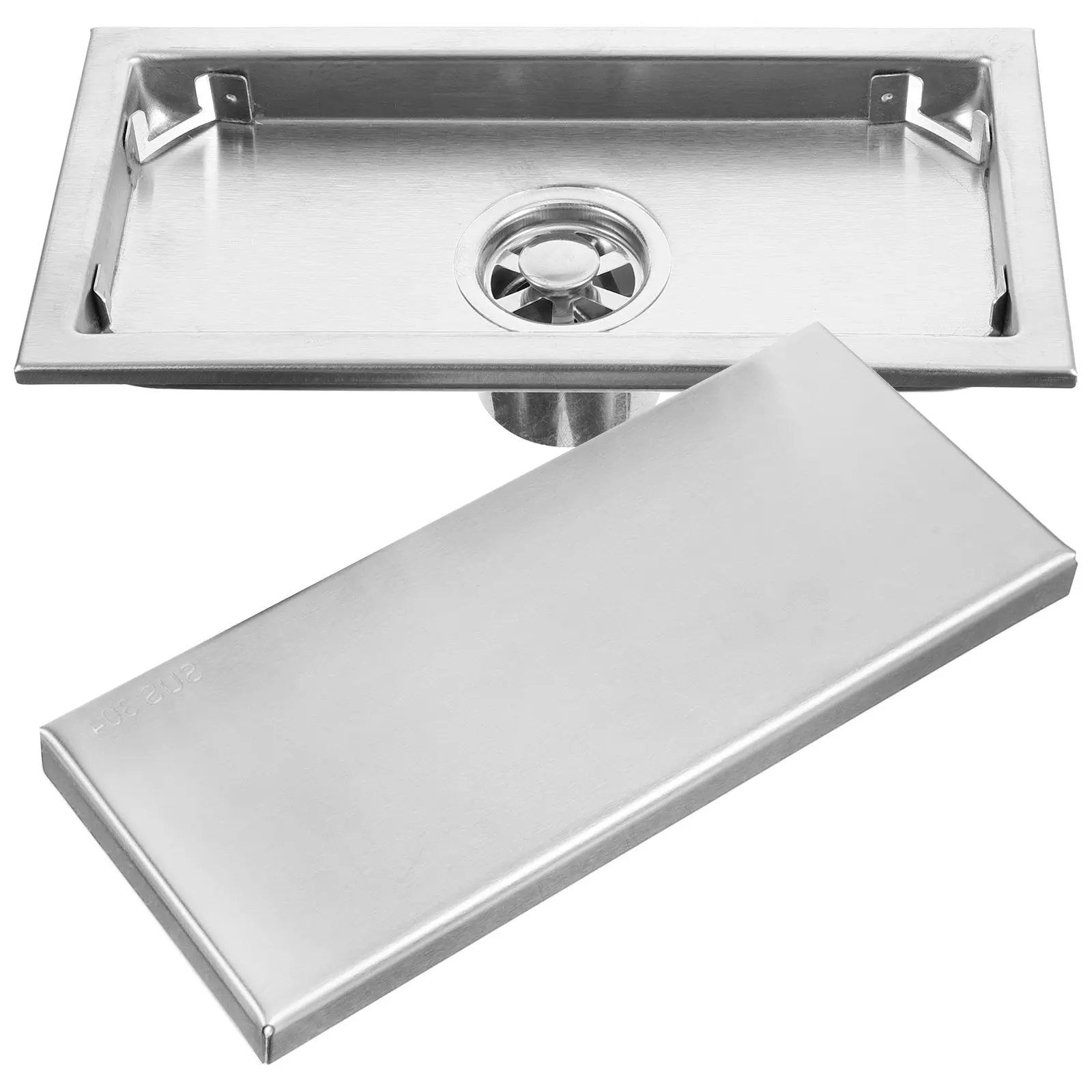 

Прямоугольный душевой трап из нержавеющей стали: встраиваемая система линейного слива, предотвращающая засоры, с уловителем волос для ванной комнаты