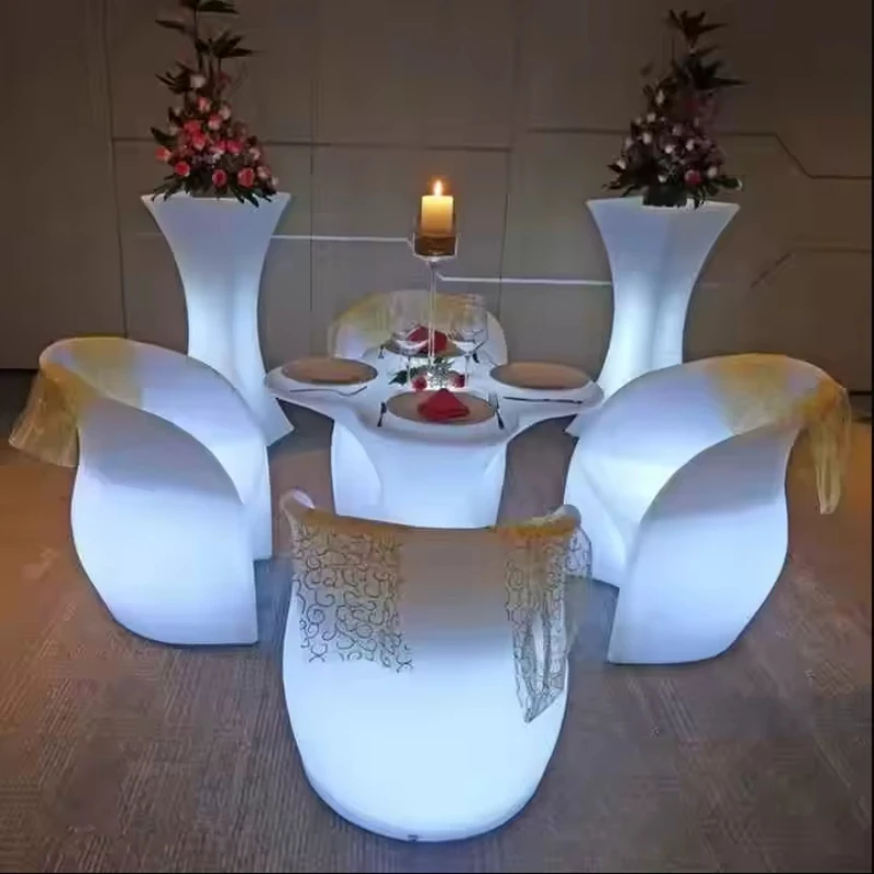 Modern LED luminous single sofa chair New Internet celebrity home furniture with coffee table leisure creative stool