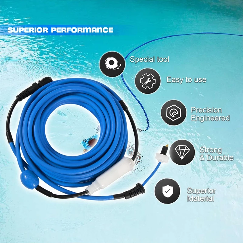 9995862 18M DIY Cable & Swivel 2 Wire Replacement Parts for Dolphin Pool Cleaners M200, Nautilus CC Plus, Maytronics 9995862-DIY