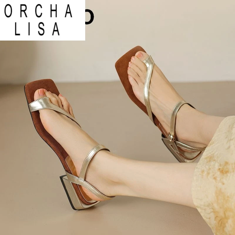 

ORCHA LISA 2025 New Design Female Sandals Clip Toe Flats Buckle Strap Mixed Color Plus Size 40 41 42 43 Leisure Daily Soft Shoes