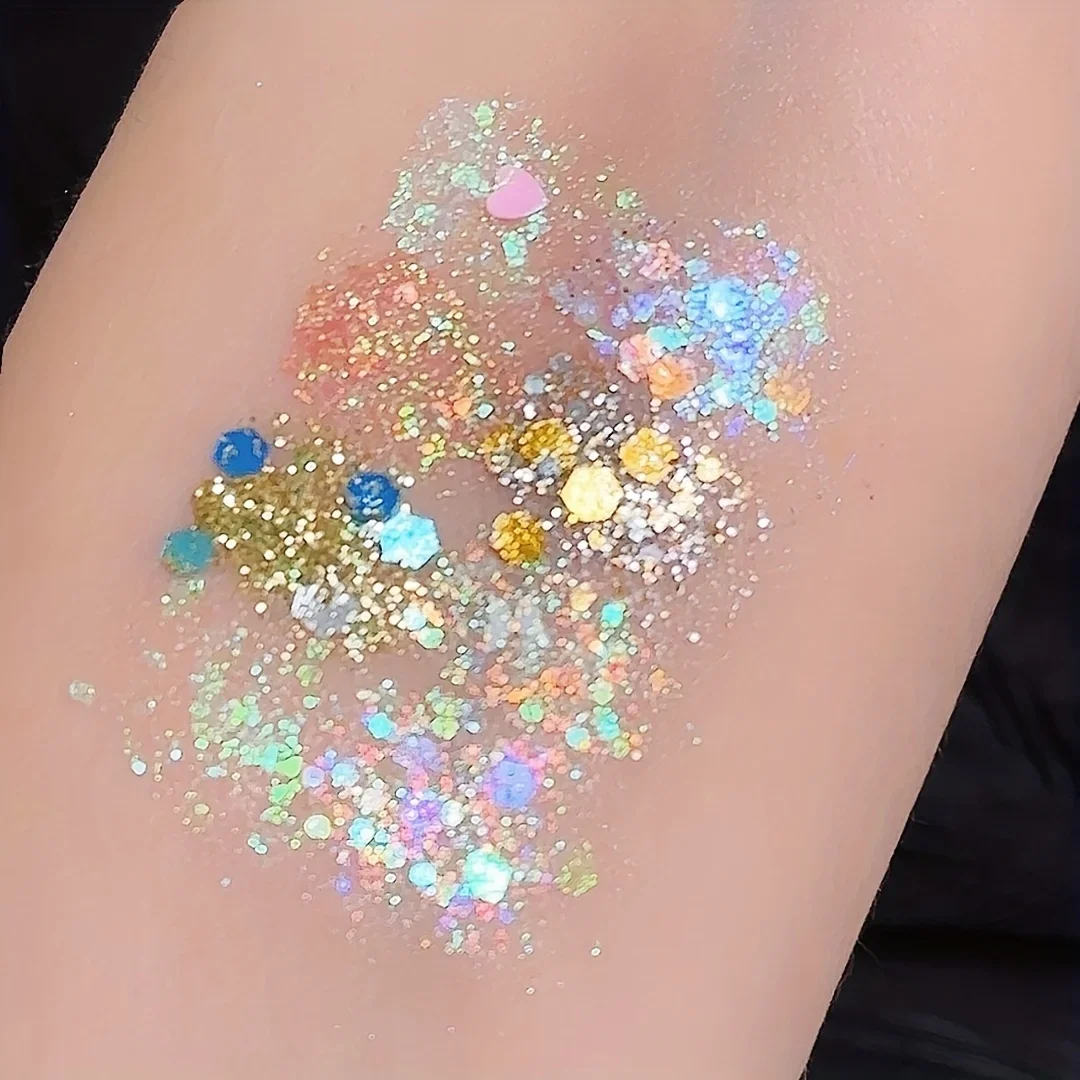 キラキラグリッターアイシャドウパレット、長持ちする輝き、ダイヤモンドダスト、にじまない、カラフルなスパンコール化粧品、パーティー用 16色