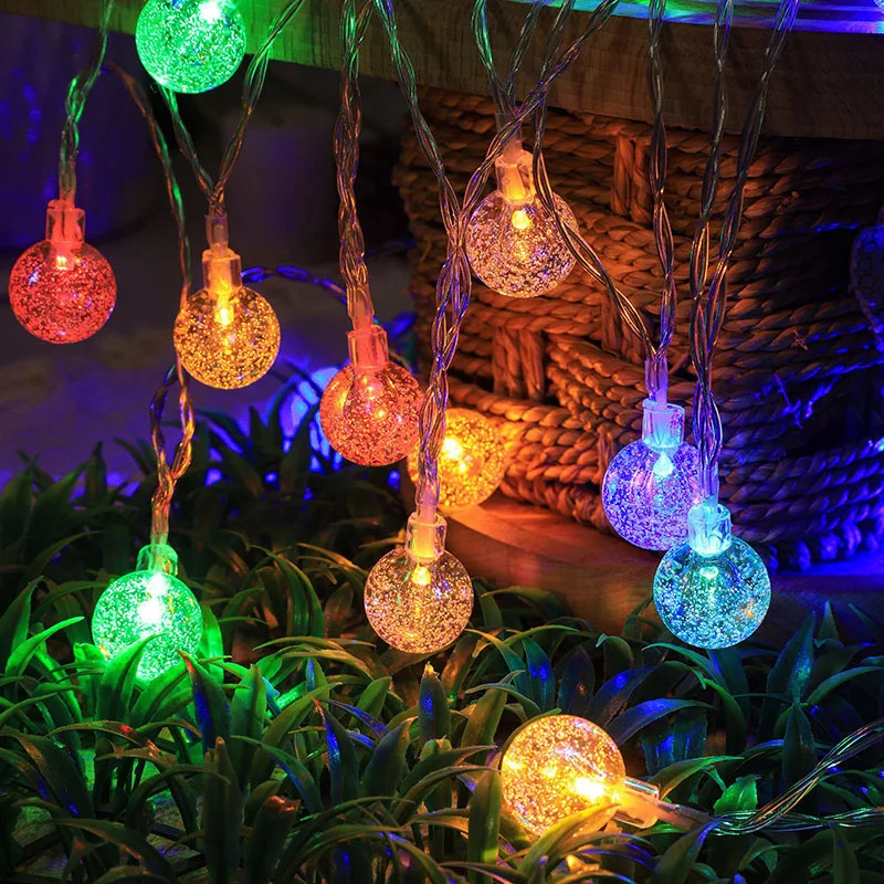 

Indoor Bubble Ball String Lights Golden Glow AA Battery Operated Party LED Lights for Wedding Holiday Birthday Room Decorations