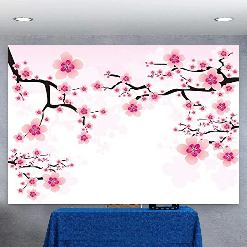 

Cherry Blossoms Photography Backdrop Valentine's Day Decor Soft Pink Love Theme Wedding Party Kids Girls Boys Background Poster