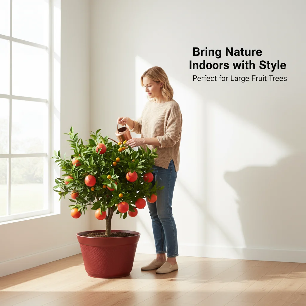 

15 Inch Round Plant Pot Lightweight Weather Resistant Planter with Drainage Holes Indoor Outdoor Use Durable Polyethylene