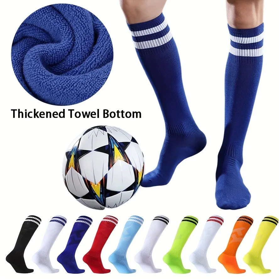 1pair Men\'s Football Socks, Breathable Sweat-absorbing Sock For Super Foot Bowl