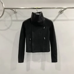 Rick Jacket Women Streetwear Wool Zip Owens Hoodie Wysokiej jakości wełniana bluza motocyklowa High Street Płaszcz z długim rękawem i wysokim dekoltem