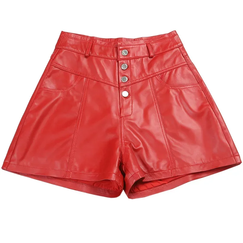 

Tajiyane Shorts Women's 2021 New Sheepskin Leather Pants Fashion High Waist Loose A-line Wide-leg Pants Boots Pants Tide FCY159