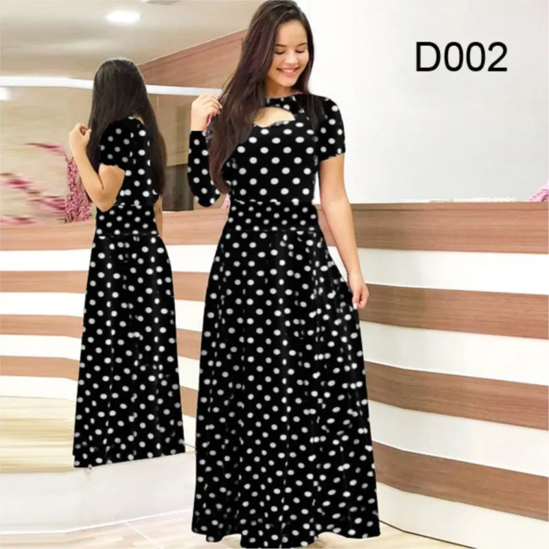 Elegant Spring Women\'s Dress Casual Fashion Floral Print Short Sleeve Super Long Dress 2023 New Fashion Hollow Out Long Dresses