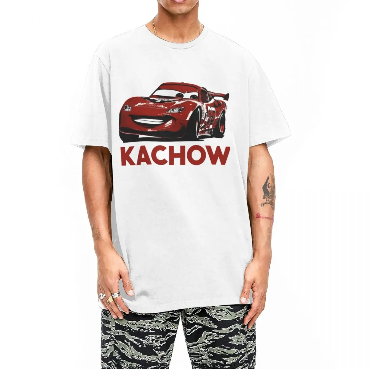 Lightning McQueen Cars T Shirt Men Women Pure Cotton Vintage T-Shirt Crewneck Tee Shirt Short Sleeve Clothing Gift Idea