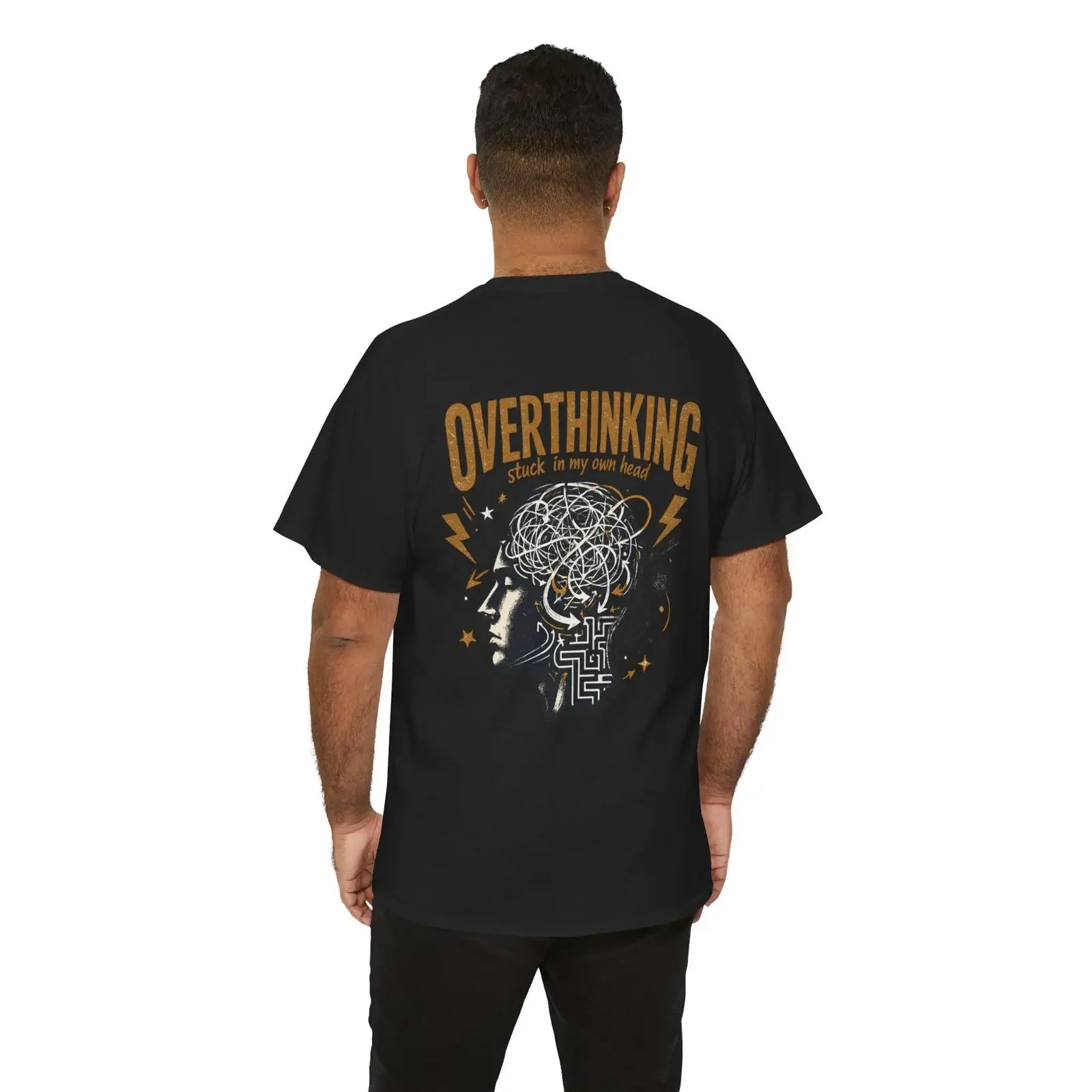 Overthinking brain illustration T Shirt mental health graphic tee vintage Washed Stylish Top For Everyday Wear Breathable Soft