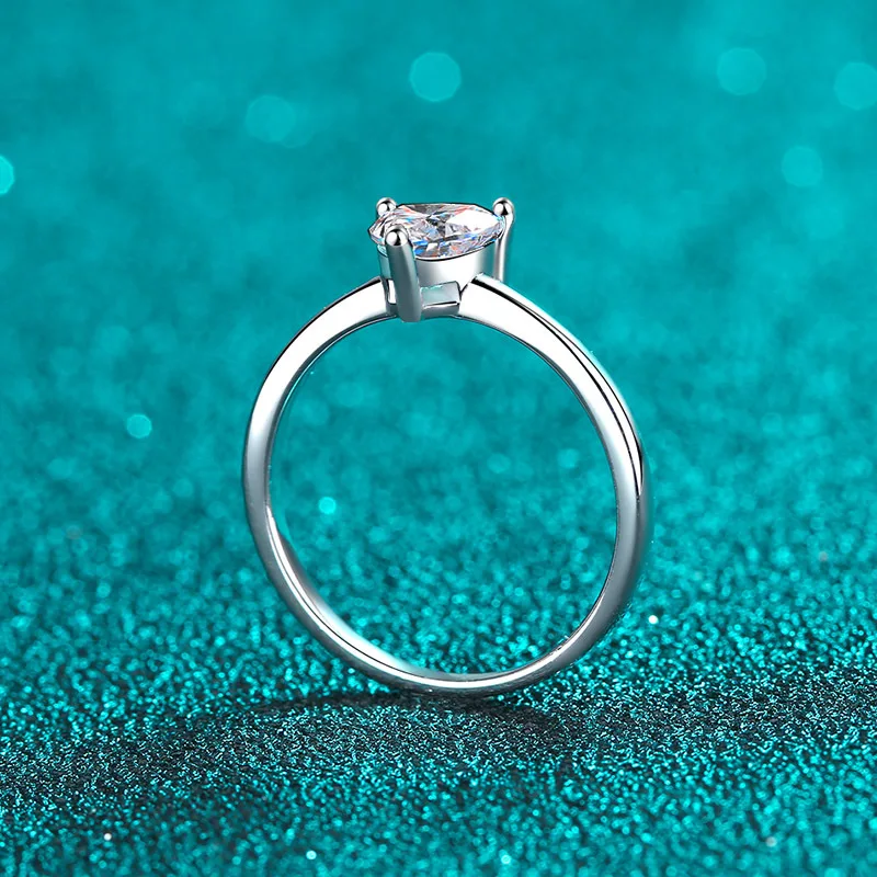 خاتم مويسانيتي فاخر عالي الجودة S925 فضة أنيق للسيدات مجوهرات بسيطة على شكل قلب أفضل هدية #3