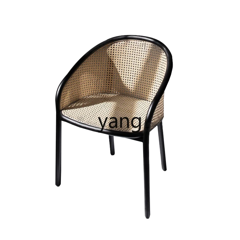 

CCL Solid wood rattan back Dining chair Leisure Internet celebrity restaurant Hotel desk chair