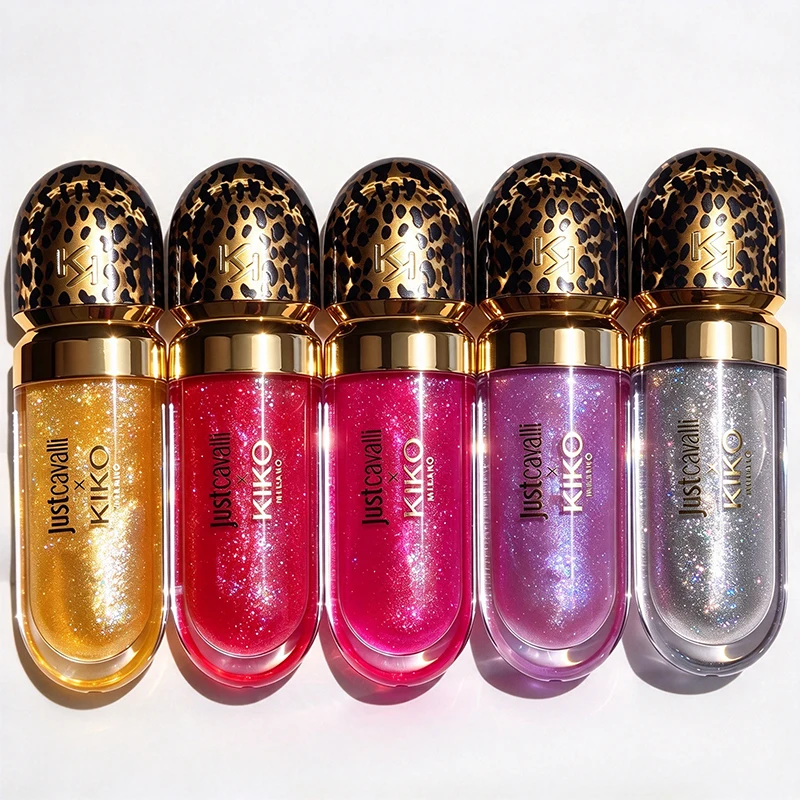 Just Cavalli X Kiko Milano Hot Fashion Leopard Print 3D Hydra Lip Gloss Rebel Edition Lasting Non-stick Cup Natural Moisturizing