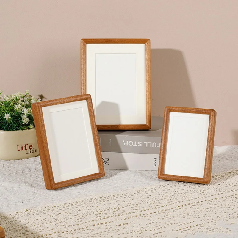 Solid Wood Sapele Rounded Corner Photo Frame Tabletop Display for 6, 7, 8, 10 Inch Photos Elegant Picture Frame for Home Décor