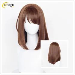 In Stock Anime ES Anzu Synthetic Long 43cm Brown Red Cosplay Anime Wig Heat Resistant Hair Halloween Party Woman Wigs + Wig Cap