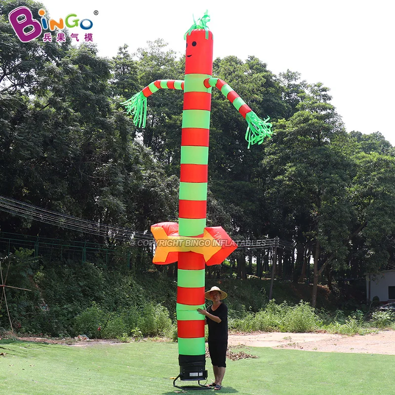 Pretty High 6MH Striping Inflatable Air Dance Red And Green/Yellow Inflatable Dancer Toys For Advertising Decorated