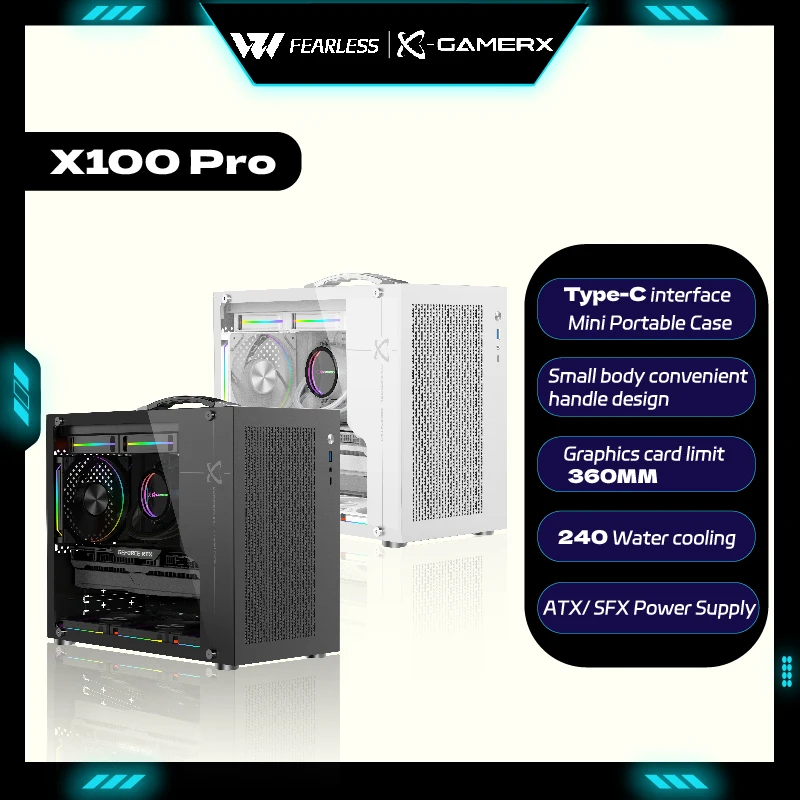 Power Train X-Gamerx X100 PRO MATX PC case side Transparent 240